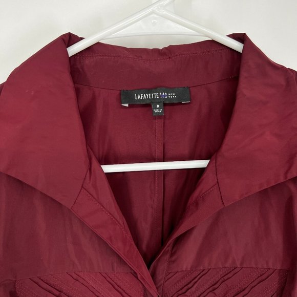 Lafayette 148 New York Top Burgundy Button Down Long Sleeve Pleated - Picture 2 of 9